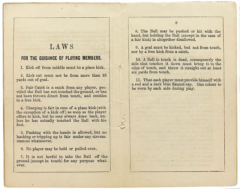 The World's First Football Club laws